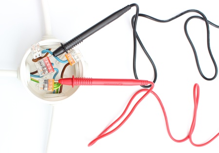 The plastic electrical box with cable multimeter