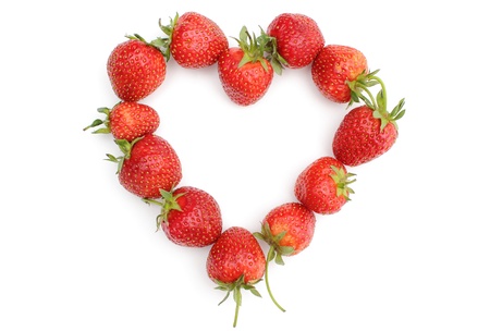 Heart of strawberry isolated on white backgroundの写真素材