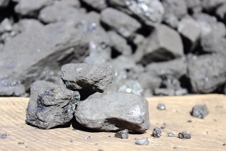 Closeup of coal lump  of solid carbon stack