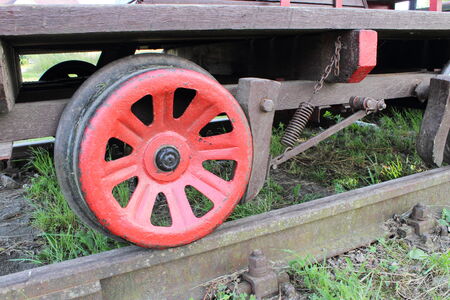 Part of old railway pump trolleyの写真素材