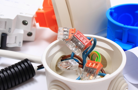 Components for use in installations, copper wire connections in electrical box, accessories for...