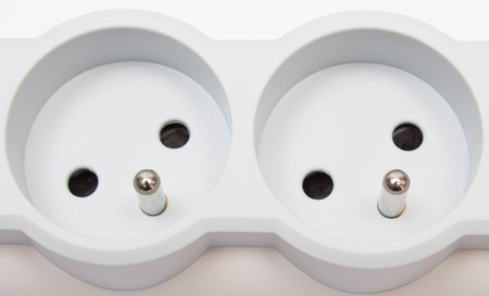Electrical power strip on white backgroundの写真素材