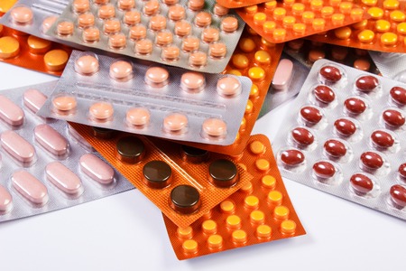Blisters of medical pills, capsules, tablets or supplements for therapy, treatment and health care