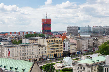 Poznan, Poland - June 28, 2016: View from tower on economic academy and buildings and offices in polish city Poznan, Greater Poland provinceのeditorial素材