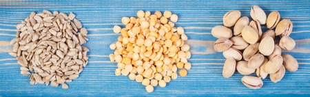Ingredients or products containing vitamin B1 and dietary fiber, natural sources of minerals, healthy lifestyle and nutritionの写真素材