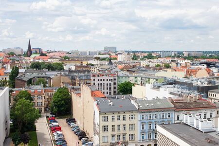 Poznan, Poland - June 28, 2016: View from tower on old and modern buildings or offices in polish city Poznan, Greater Poland provinceのeditorial素材