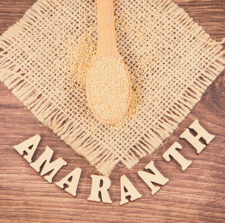 Vintage photo, Amaranth containing natural minerals, vitamins and dietary fiber, concept of healthy and gluten free nutritionの写真素材