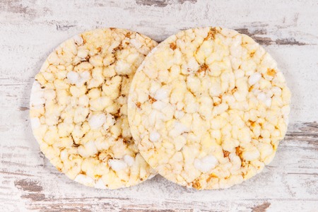 Crunchy rice or corn waffles with spices, concept of healthy dietary breakfast