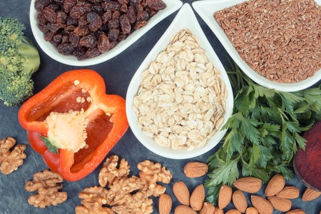 Natural healthy food good for hypertension and diabetes, concept of nutritious eatingの写真素材