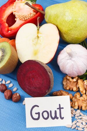 Natural food for kidneys health and gout inflammation. Concept of healthy eating as source natural vitaminsの写真素材