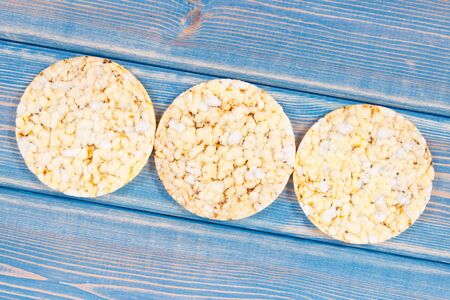 Rice or corn diet bread for breakfast, concept of healthy nutrition