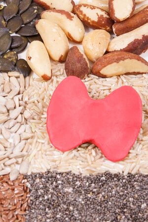 Red thyroid shape and best nutritious natural food for healthy thyroid