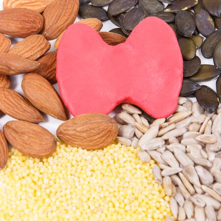 Best nutritious ingredients or products for healthy thyroid. Food as source natural vitamins and...