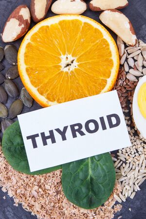 Nutritious natural ingredients for healthy thyroid.の写真素材