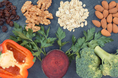 Ingredients or products containing vitamins and minerals recommended for hypertension and diabetesの写真素材