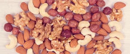 Various nuts and almonds, concept of healthy nutrition and lifestyle