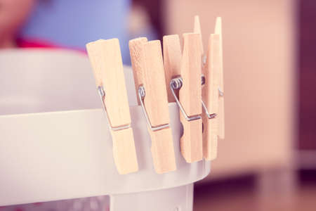 Wooden clip on plastic box. Best creative game for early fine motor skills, coordination and logical...
