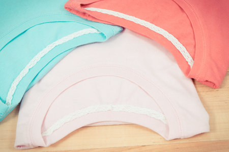 Vintage photo, Personal womanly colorful shirts, comfortable clothing for woman conceptの写真素材