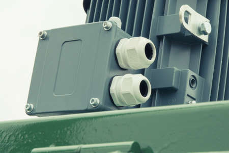 Electrical box used for wiring connections and part of electric engine. Technology and detail of industrial machineの写真素材