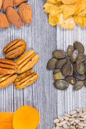 Nutritious food containing natural magnesium and other vitamins and minerals. Healthy eatingの写真素材