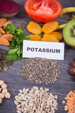 Nutritious healthy eating containing natural minerals, potassium and vitamin Kの写真素材