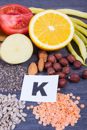 Various nutritious ingredients as source natural minerals, potassium, vitamin K and dietary fiber. Healthy eatingの写真素材