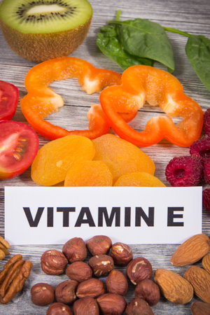 Healthy natural ingredients containing vitamin E and minerals. Nutritious eatingの写真素材