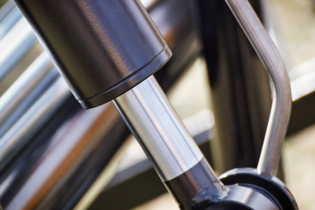 Piston or actuator as part of industrial hydraulic and pneumatic mechanism in machine. Engineering and technologyの写真素材