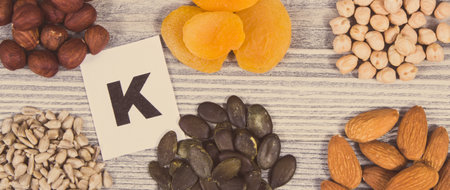 Healthy natural ingredients containing vitamin K and minerals. Nutritious eatingの写真素材