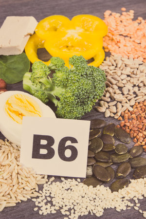Various nutritious ingredients as source natural vitamin B6, minerals and dietary fiberの写真素材