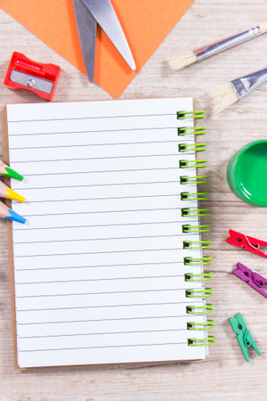 Notebook for notes and stationery accessories used for learning at school or preschool. Development...