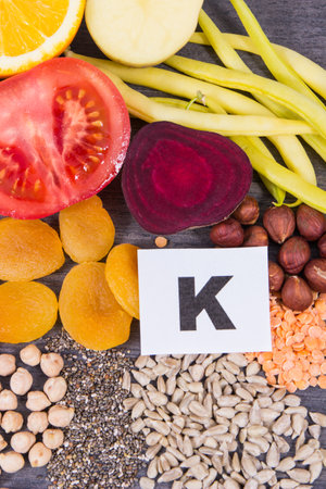 Nutritious various ingredients containing natural vitamin K, potassium and mineralsの写真素材