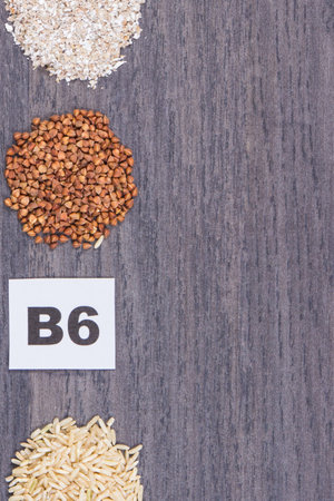 Healthy nutritious food as source natural vitamin B6, dietary fiber and other various minerals. Place for text or inscriptionの写真素材