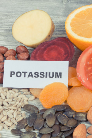 Healthy nutritious eating as source natural potassium, vitamin K, minerals and dietary fiberの写真素材