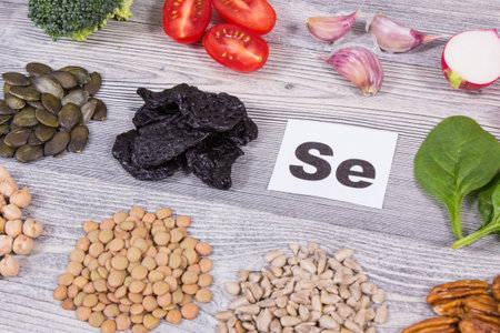 Healthy nutritious food as source natural selenium and other vitamins and mineralsの写真素材
