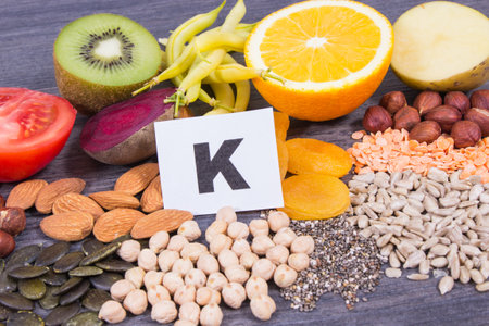 Nutritious healthy eating containing natural vitamin K, potassium and mineralsの写真素材