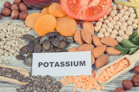 Healthy nutritious various ingredients containing natural vitamin K and mineralsの写真素材