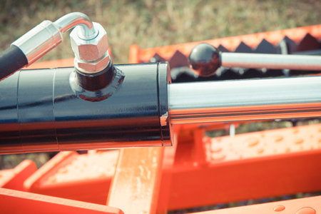 Piston or actuator of industrial hydraulic and pneumatic machine. Engineering and technologyの写真素材