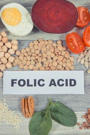 Healthy nutritious food as source natural folic acid, other various vitamins or minerals and dietary fiberの写真素材
