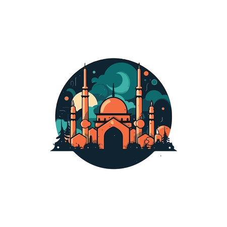 Mosque icon illustration. Ramadan Kareem, Eid Mubarak.のイラスト素材