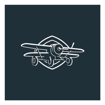Vector icon of airplane with wings in flat style on black background.のイラスト素材