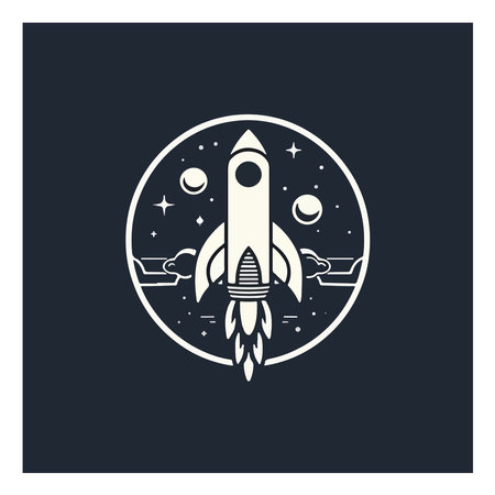 Rocket design vector template. Spaceship icon. Vector illustration.のイラスト素材
