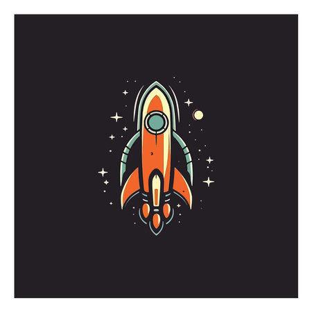 Space rocket icon in flat style. Vector illustration on black background.のイラスト素材