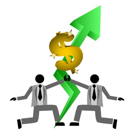 Drawing of two entrepreneurs succeeding in business のイラスト素材