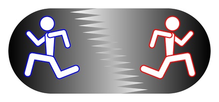 Abstract design of two puppets running のイラスト素材