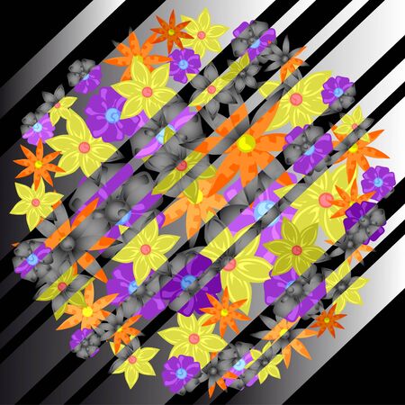 Illustration of flowers on dark background のイラスト素材