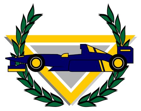 Blue racing car with laurel crown のイラスト素材