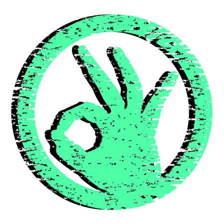 Circular sign with a hand making the sign of approval のイラスト素材