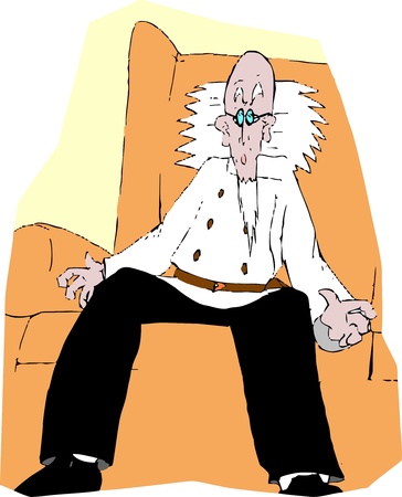Bald old sitting on a sofa のイラスト素材