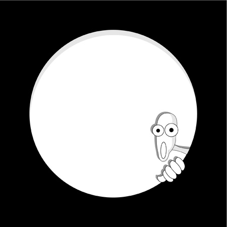 Puppet peering through a circleのイラスト素材